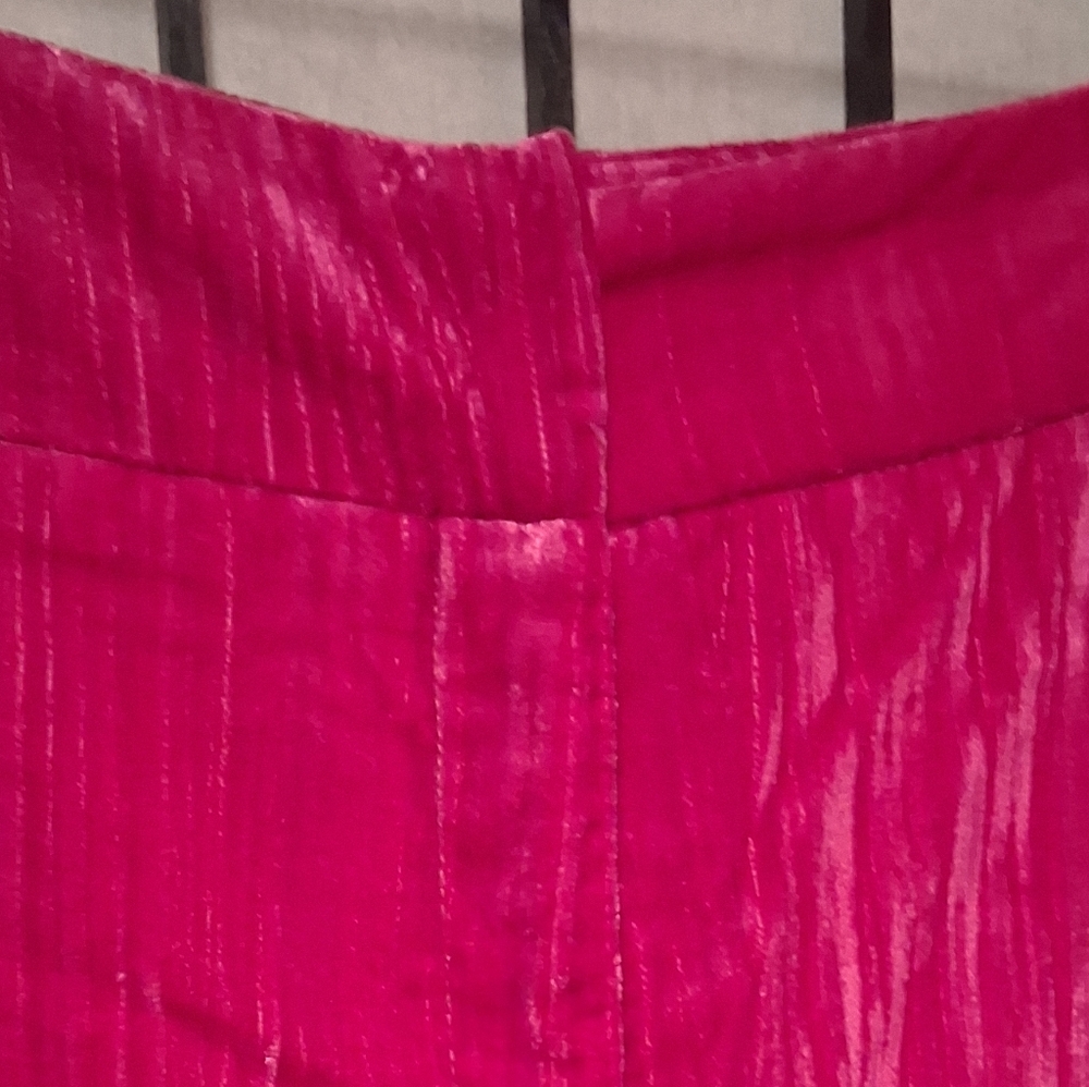 Nasty Gal Hot Pink Crushed Velvet Wide Leg Pants size 10 - Picture 8 of 10